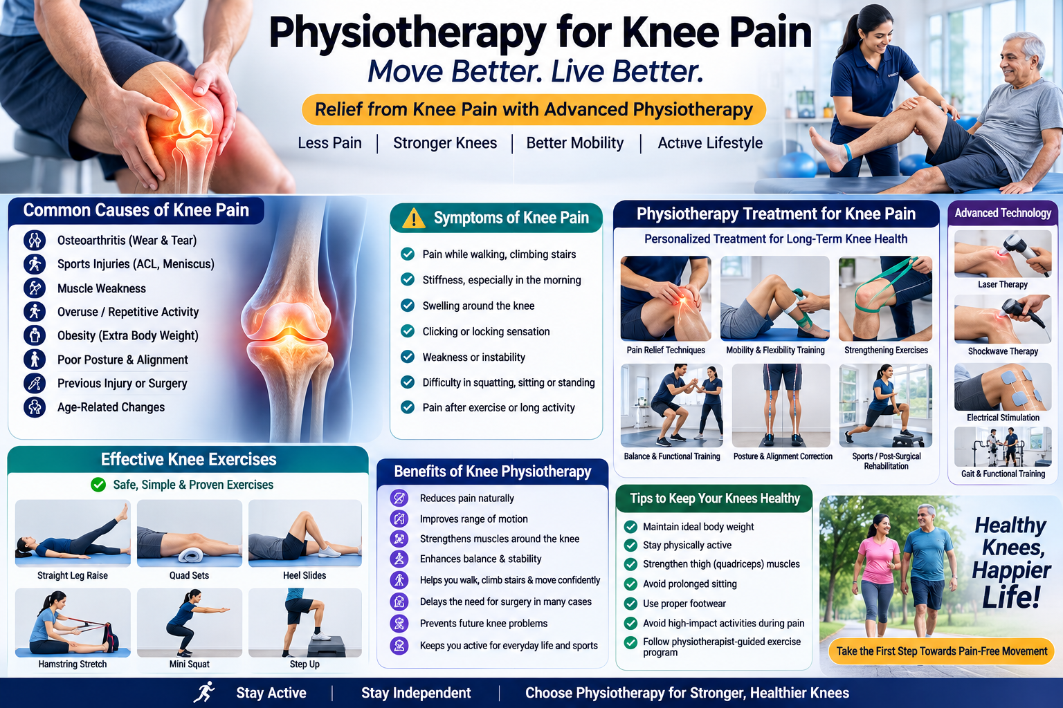 Physiotherapy for Knee Pain in Rajkot: Causes, Treatment, Exercises & Complete Recovery Guide